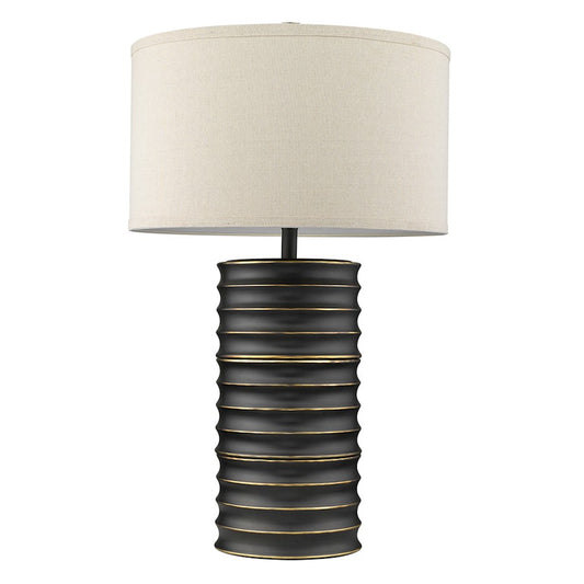 Trend Lighting Wave II 1 Light Table Lamp, Aged Brass/Latte Linen - TT4080