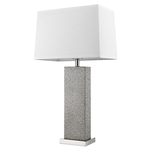 Trend Lighting Merge 1 Light Table Lamp, Nickel/Pewter/Homespun Linen - TT7446