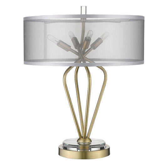 Trend Lighting Perret 4 Light Table Lamp, Brass/Sheer Organza Drum - TT80015AB