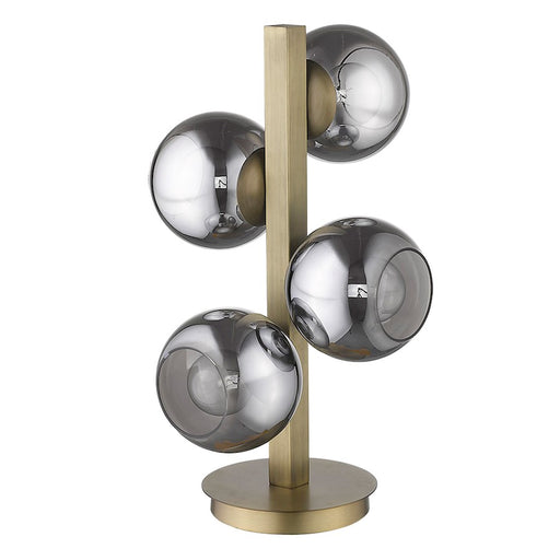 Trend Lighting Lunette 4 Light Table Lamp, Brass/Smoke Glass Globes - TT80041AB