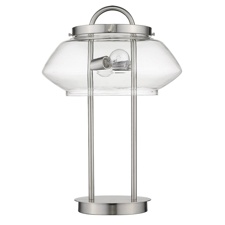 Trend Lighting Garner 2 Light Table Lamp, Nickel/Clear Glass Drum - TT80062SN