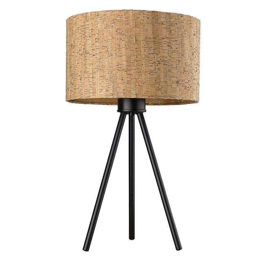 Trend Lighting Lisbon 1 Light Table Lamp, Matte Black/Cork Drum - TT80092BK