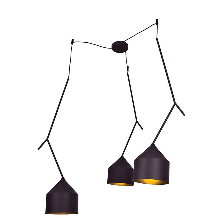 Access Lighting Pizzazz 3 Light Pendant, Black and Gold