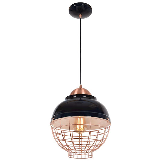 Access Lighting Dive 1 Light LED Pendant, Shiny Black/Copper - 24881-SBL-CP