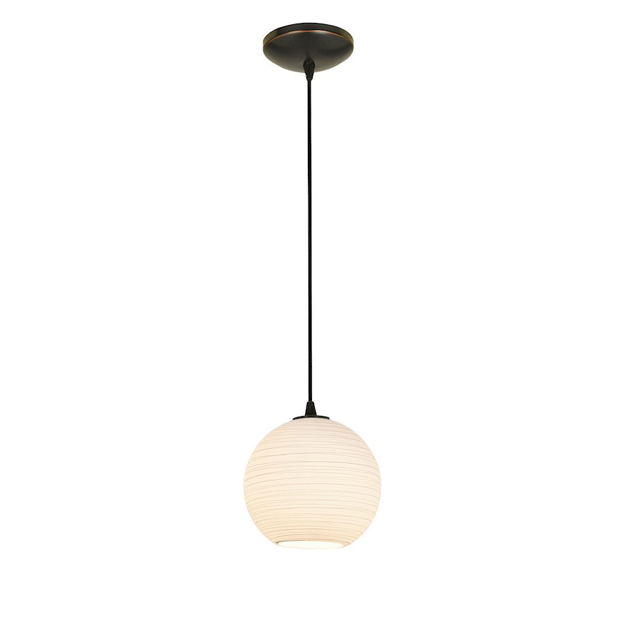 Access Lighting Japanese Lantern 8" Pendant, Cord, BZ/WH - 28085-1C-ORB-WHTLN