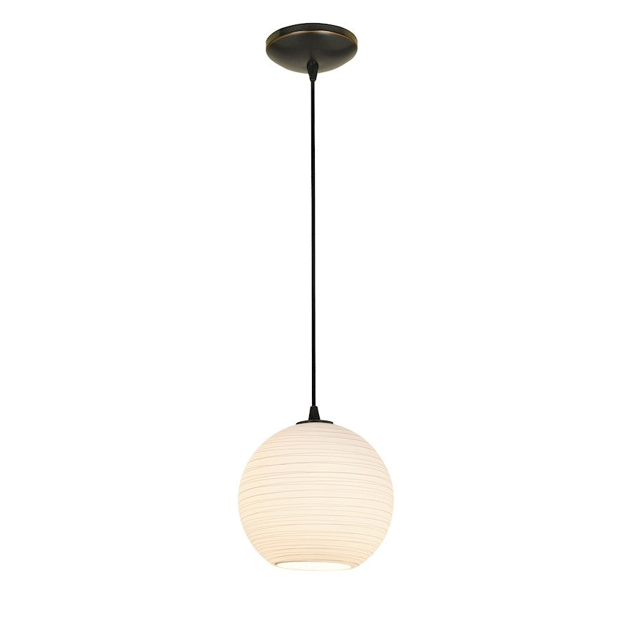 Access Lighting Japanese Lantern 10" Pendant, Cord, BZ/WH - 28087-1C-ORB-WHTLN