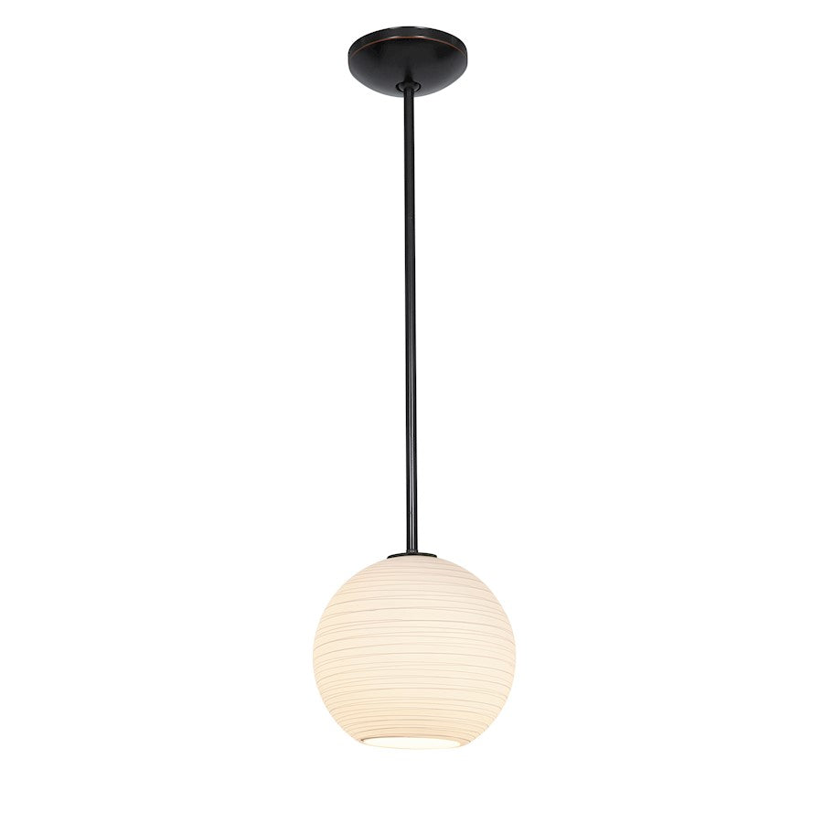 Access Lighting Japanese Lantern 10" Pendant, Rod, BZ/WH - 28087-1R-ORB-WHTLN