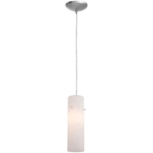 Access Lighting Lucy 1 Light LED Pendant, Brushed Steel/White - 28089-3C-BS-OPL
