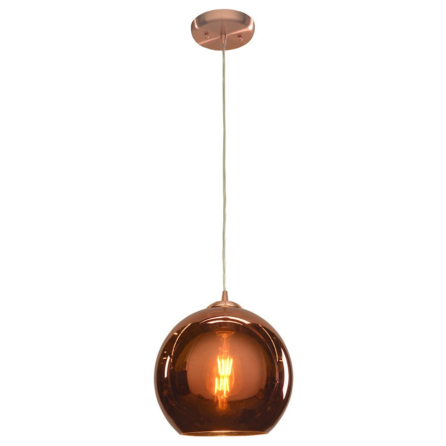 1 Light Pendant, Brushed Copper