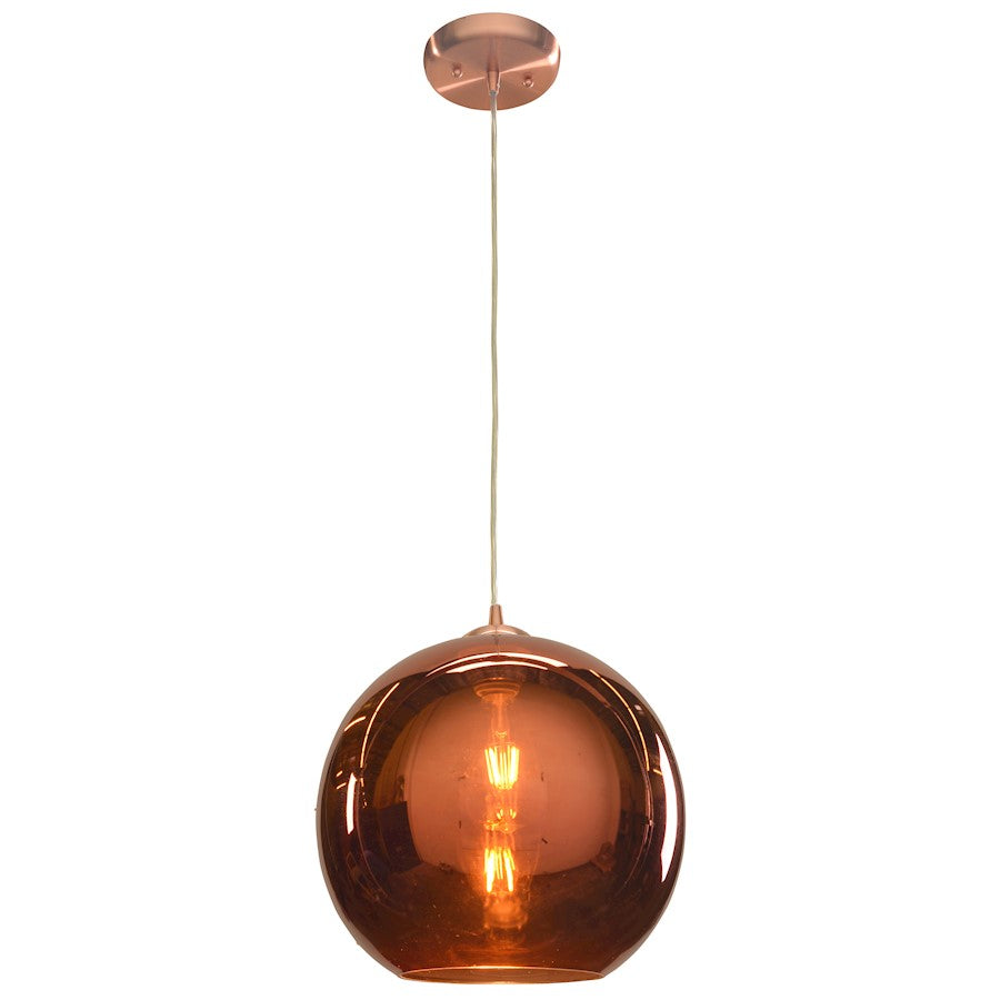 1 Light Pendant, Brushed Copper