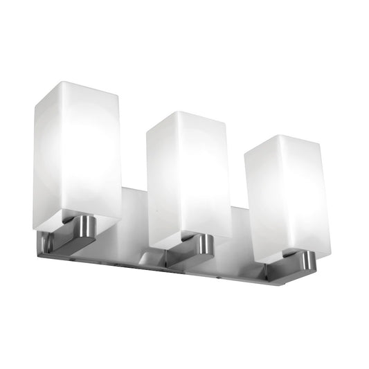 3 Light Bathroom Vanity Light, Brushed Steel