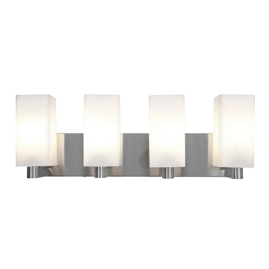 4 Light Bathroom Vanity Light, Brushed Steel