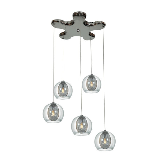 5 Light Pendant, Chrome