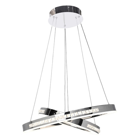 1 Light Dual Ring Pendant, Chrome