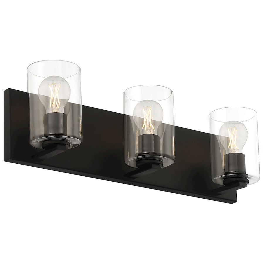 3 Light LED Bathroom Vanity Light, Matte Black