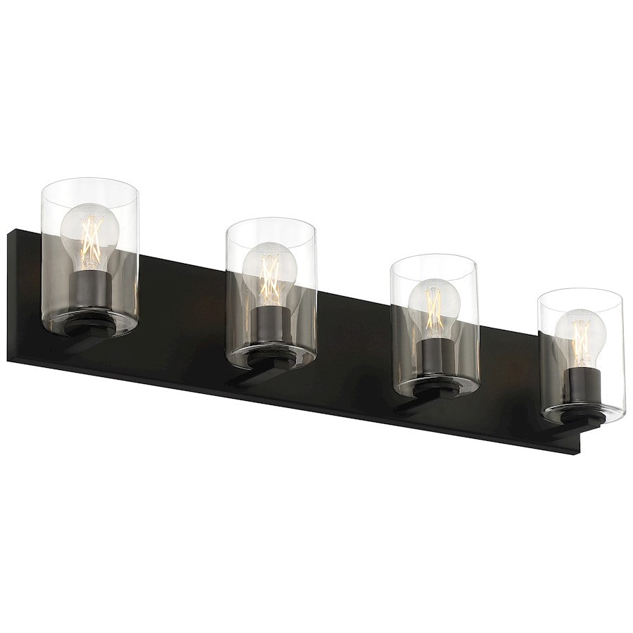 4 Light LED Bathroom Vanity Light, Matte Black