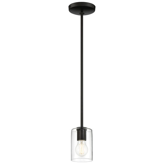 Access Lighting Oslo 1 Light LED Pendant, Black/Clear - 62585LEDDLP-MBL-CLR