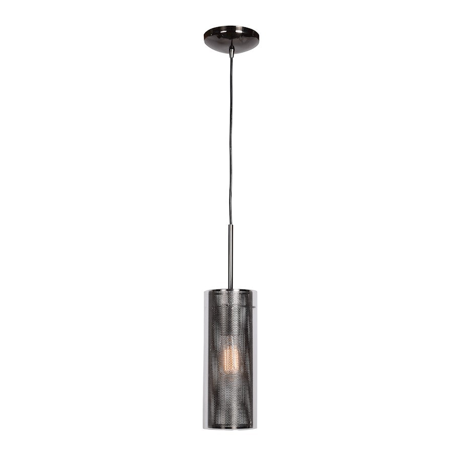 1 Light Pendant, Black Chrome