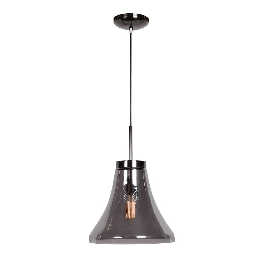 1 Light Pendant, Black Chrome