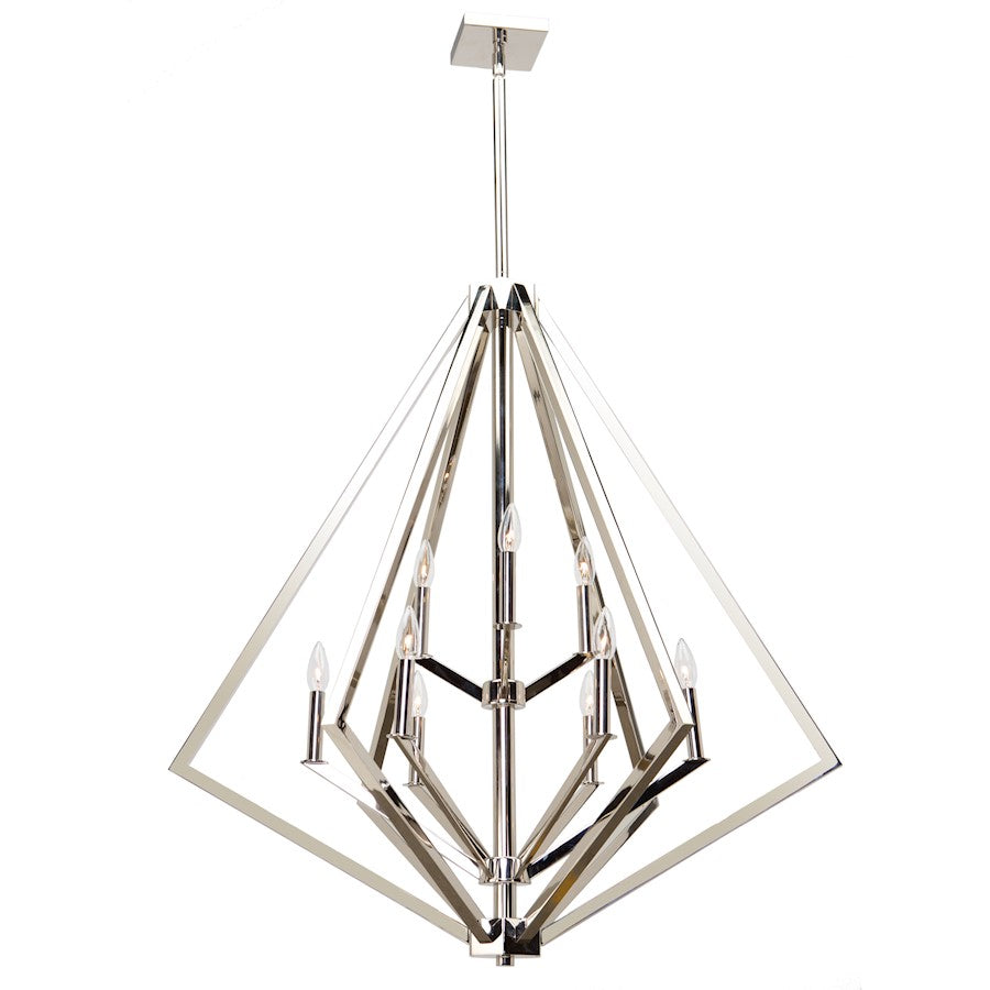 Artcraft Breezy Point 9 Light 38" Chandelier, Polished Nickel - AC10689PN