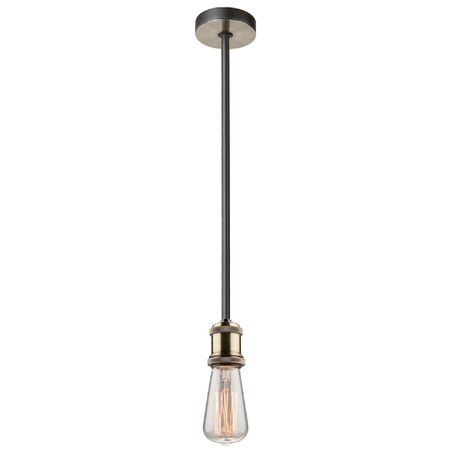 Artcraft Tribeca 1 Light Pendant, Matte Black & Satin Brass - AC10780BK