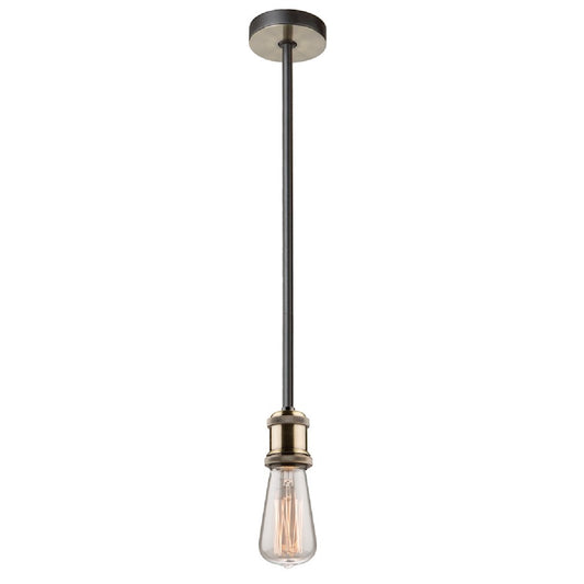 Artcraft Tribeca 1 Light Pendant, Matte Black & Satin Brass - AC10780BK