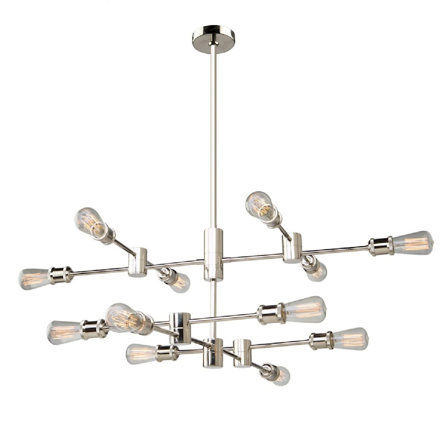 Artcraft Tribeca 12 Light 14" Chandelier, Matte Black/Satin Brass - AC10782BK