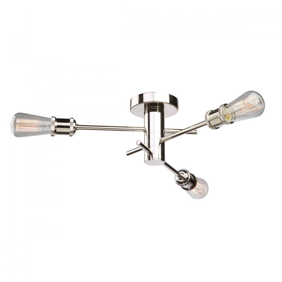 Artcraft Tribeca 3 Light Flush Mount, Polished Nickel - AC10783PN