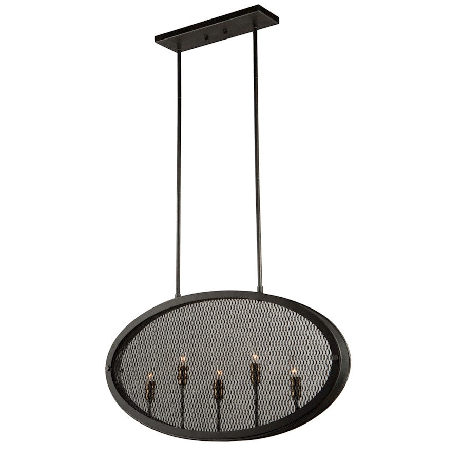 Artcraft Riverside 5 Light 16" Pendant, Granite Black/Vintage Brass - AC10833GB