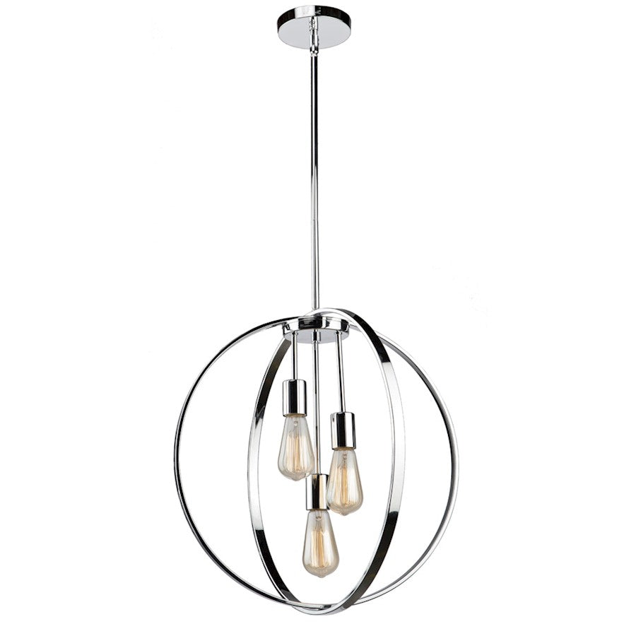 Artcraft Newport 3 Light 19" Chandelier, Chrome - AC10883CH