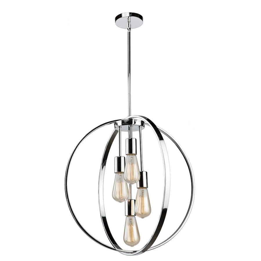 Artcraft Newport 4 Light 24" Chandelier, Chrome - AC10884CH