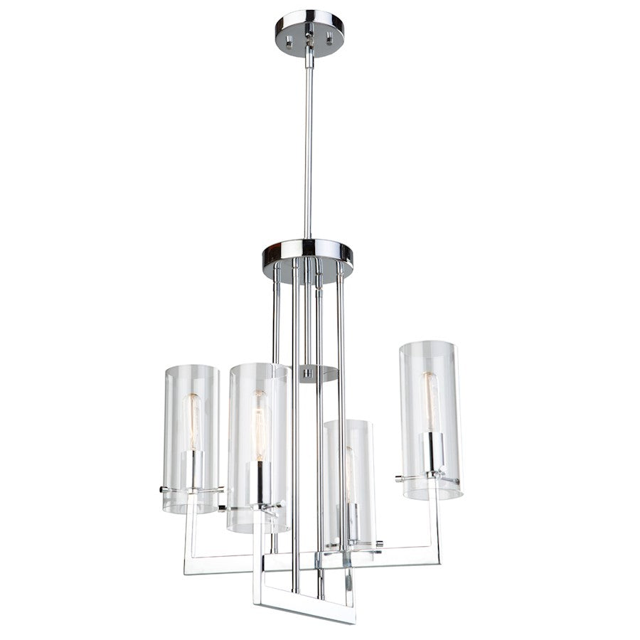 Artcraft Brinkley 4 Light 24" Chandelier, Chrome - AC10984