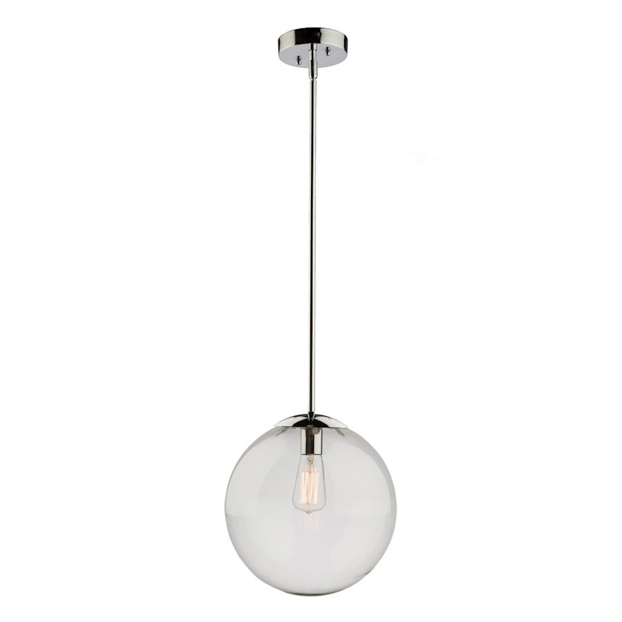 Artcraft Lux Pendant 1 Light 12" Pendant, Chrome - AC11002