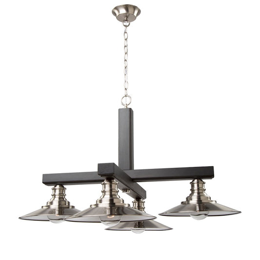 Artcraft Ambrose 4 Light 20" Chandelier, Dark Wood/Brushed Nickel - AC11044BN