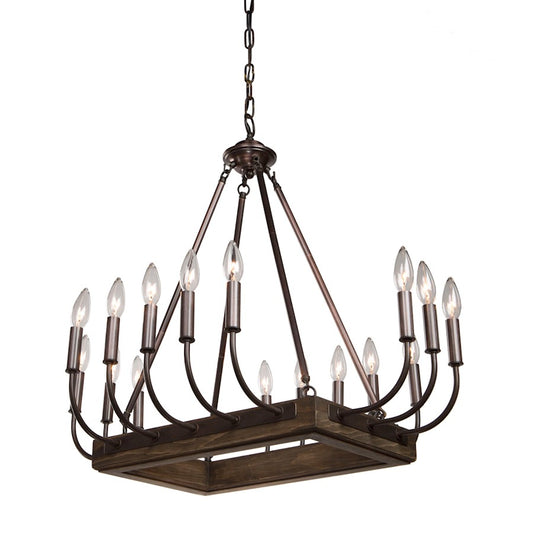 Artcraft Aberdeen 16 Light 27" Chandelier, Brunito Bronze/Light Wood - AC11056BU