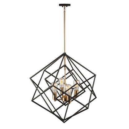 Artcraft Artistry 4 Light 26" Chandelier, Matte Black/Harvest Brass - AC11114