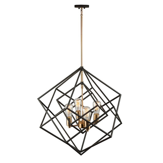 Artcraft Artistry 4 Light 26" Chandelier, Matte Black/Harvest Brass - AC11114