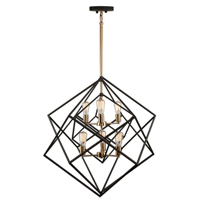 Artcraft Artistry 6 Light 34" Chandelier, Matte Black/Harvest Brass - AC11116