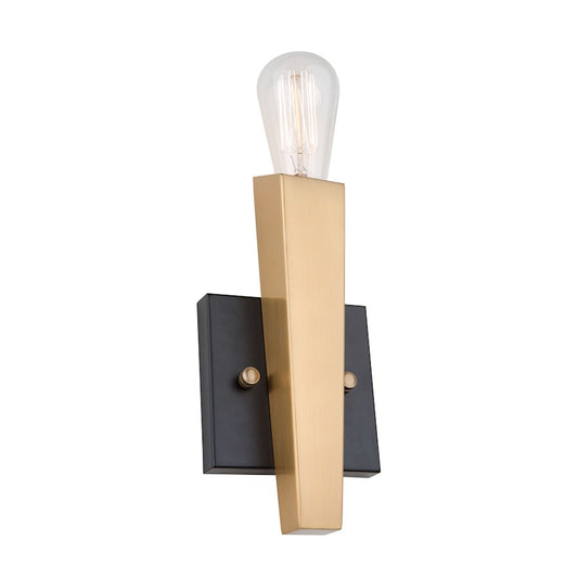 Artcraft Olympia 1 Light 10" Wall Light, Black & Satin Brass - AC11150