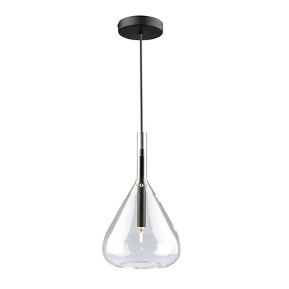 Artcraft Conic 1 Light Pendant, Black/Clear - AC11161BK