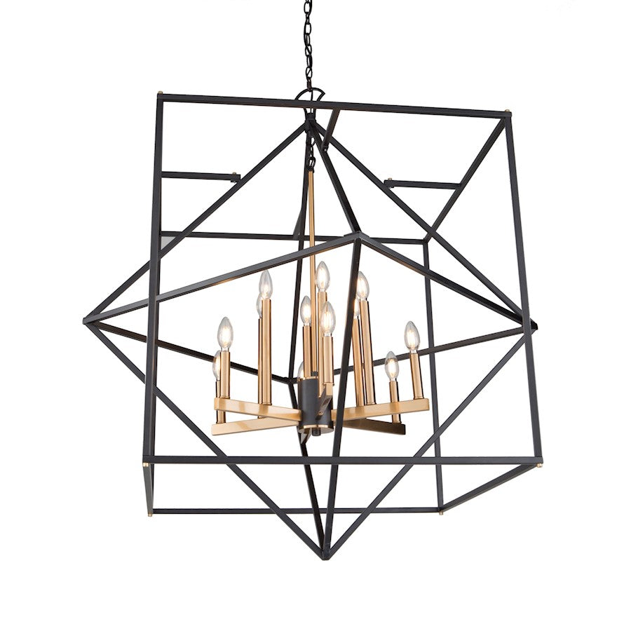 Artcraft Roxton 12 Light 45" Chandelier, Matte Black & Harvest Brass - AC11202