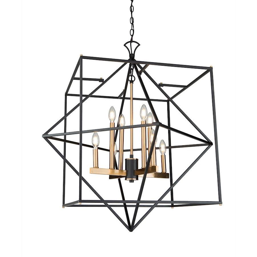 Artcraft Roxton 8 Light 35" Chandelier, Matte Black & Harvest Brass - AC11208