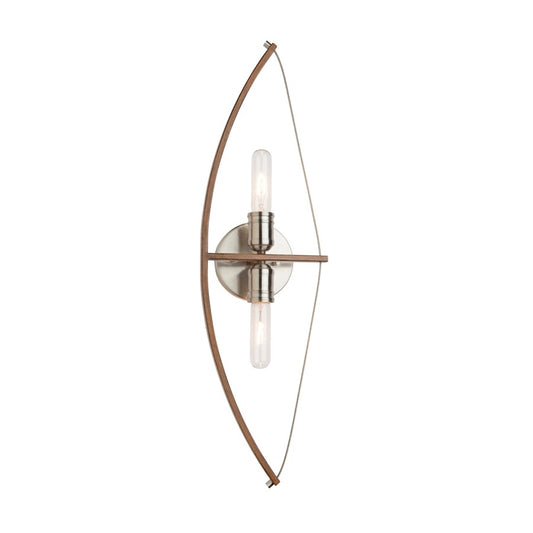 Artcraft Arco 2 Light 27" Wall Light, Faux Wood & Brushed Nickel - AC11485