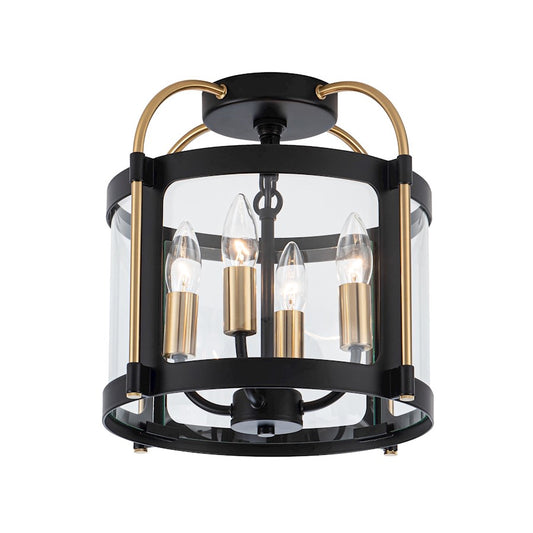 Artcraft Bonita 4 Light Flush Mount, Black/Brushed Brass - AC11513BB