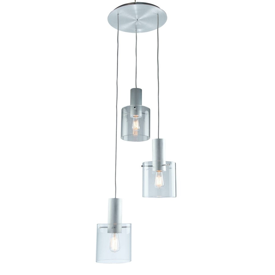 Artcraft Henley 3 Light 98" Chandelier, Brushed Aluminum/Clear Glass - AC11523CL