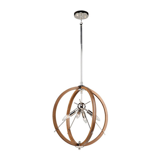 Artcraft Abbey 4 Light Pendant, Faux Wood/Polished Nickel - AC11554PN