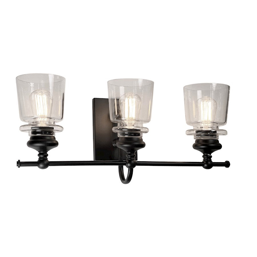 Artcraft Castara 3 Light Wall Mount, Black/Brass - AC11593BK