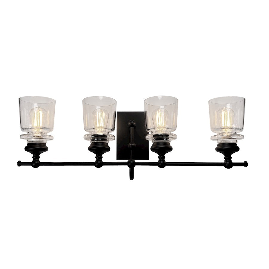 Artcraft Castara 4 Light Wall Mount, Black/Brass - AC11594BK