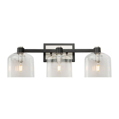 Artcraft Lyndon 3 Light Vanity Light, Black/Brushed Nickel/Clear - AC11693NB