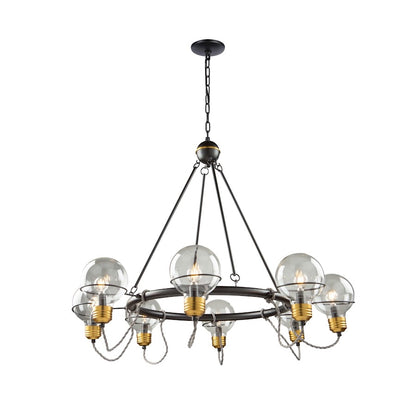 Artcraft Martina 8 Light Chandelier, Black/Brushed Brass/Clear - AC11728BK